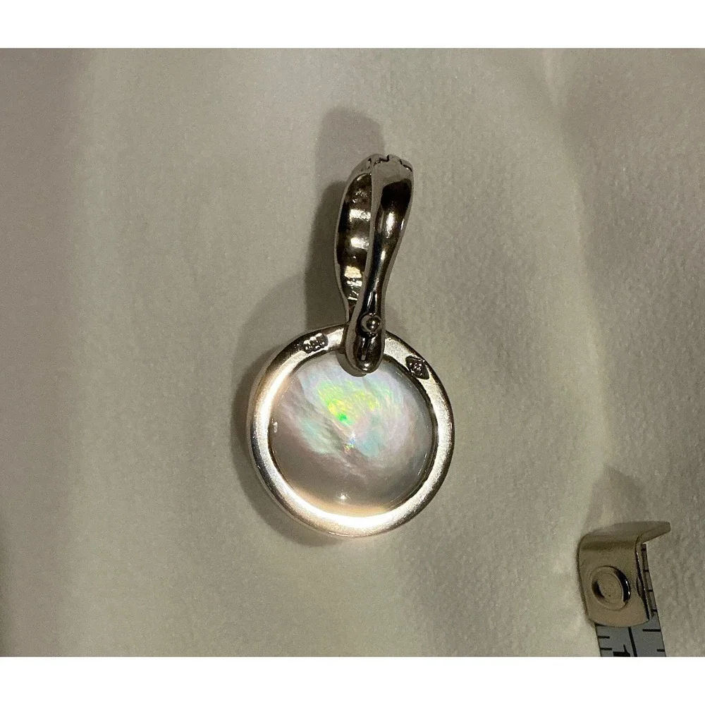 Sterling Silver Round Mother of Pearl Pendant 925 Fashion Jewelry